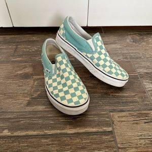 Teal checkered Vans